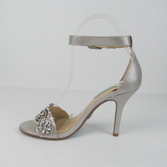 Betsey Johnson Silver Rhinestone Dress Sandals Heels Size 6.5M - Picture 8 of 11
